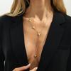 SHIXIN Minimalistisch Trendig Metall Pfirsichherz Anhänger Halskette Damen 2026 Neu Sexy Y-förmige Quaste Schlüsselbein Kette Schmuck Party Geschenk