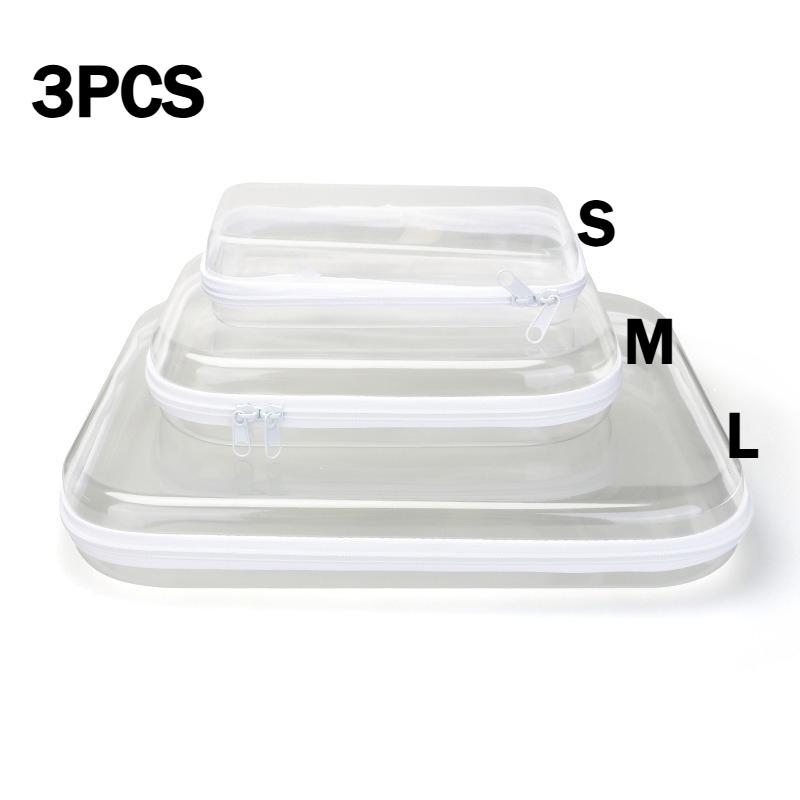 

3pcs Clear Zipper Case Makeup Bags Pencil Pouch Transparent Storage Box Containers for Cosmetics Snacks Building Blocks Puzzles