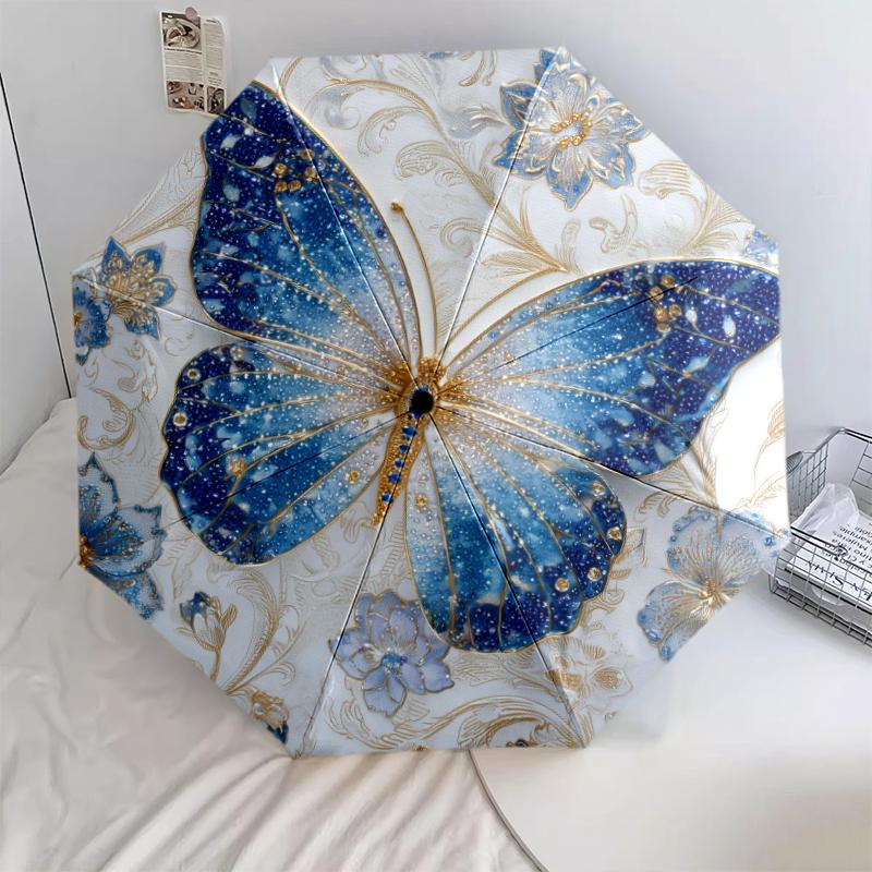 1 PC Automatic Folding Umbrella - Beautiful butterflies Pattern, Portable & Foldable Design with 8 Ribs, Christmas Birthday Gifts