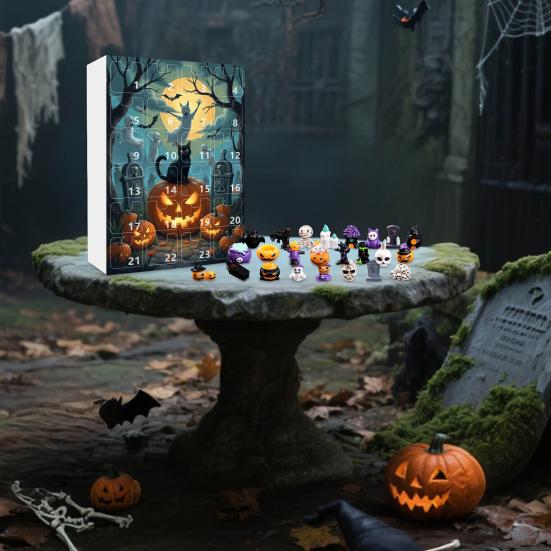 Halloween Countdown 24 Days Advent Calendar Mini Statues Multi-purpose Holiday Countdown Small Creepy Resin Figurines Set