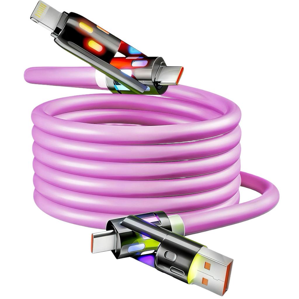 Seven-Color 4-in-1 Super Fast Charging Cable for Apple, Huawei, Honor, Xiaomi, Samsung, Android - PD16/17 Compatible