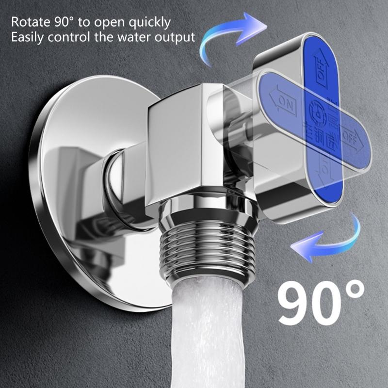 Brass Stop Valves for Kitchen Bathroom Use 1/2Inch Inlet and Outlet 1/4 Turn With Adapter for Hot and Cold Water Use