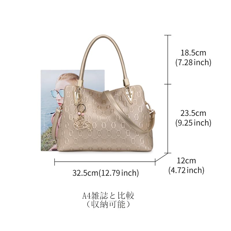 FOXLOVER Women's Large Capacity Split Leather Shoulder Bag with Top Handle, Fashion Tote (Black)