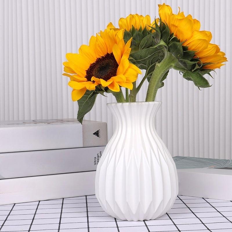 Modern Style Flower Vase Imitation Ceramic Plastic Flower Vases Plants Pot Basket Living Room Home Decoration Flower Arrangement
