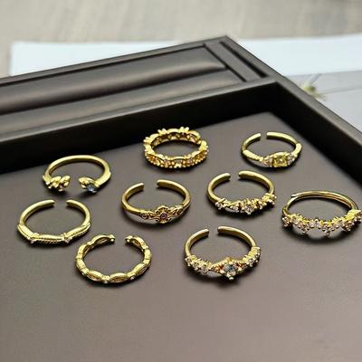 Medieval French Retro Full Diamond Open Ring Fashion High Sense Temperament Niche Design Exquisite Diamond Accessories Women