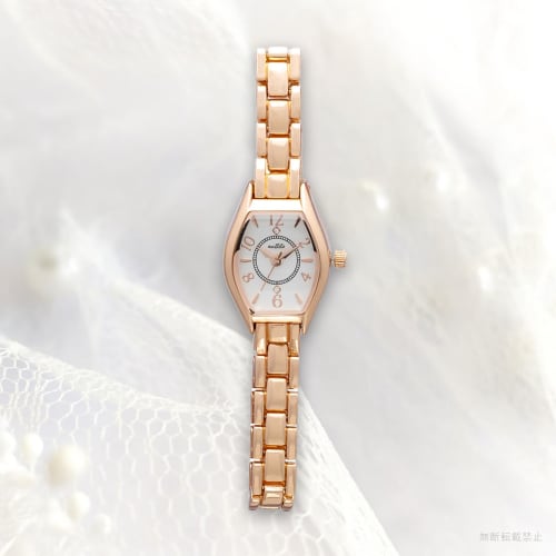 Fieldwork Women's Analogue Watch with Metal Band, Nickel-Free, Barrel Shape, Pink Gold, NF Primo ST283-3, Pink