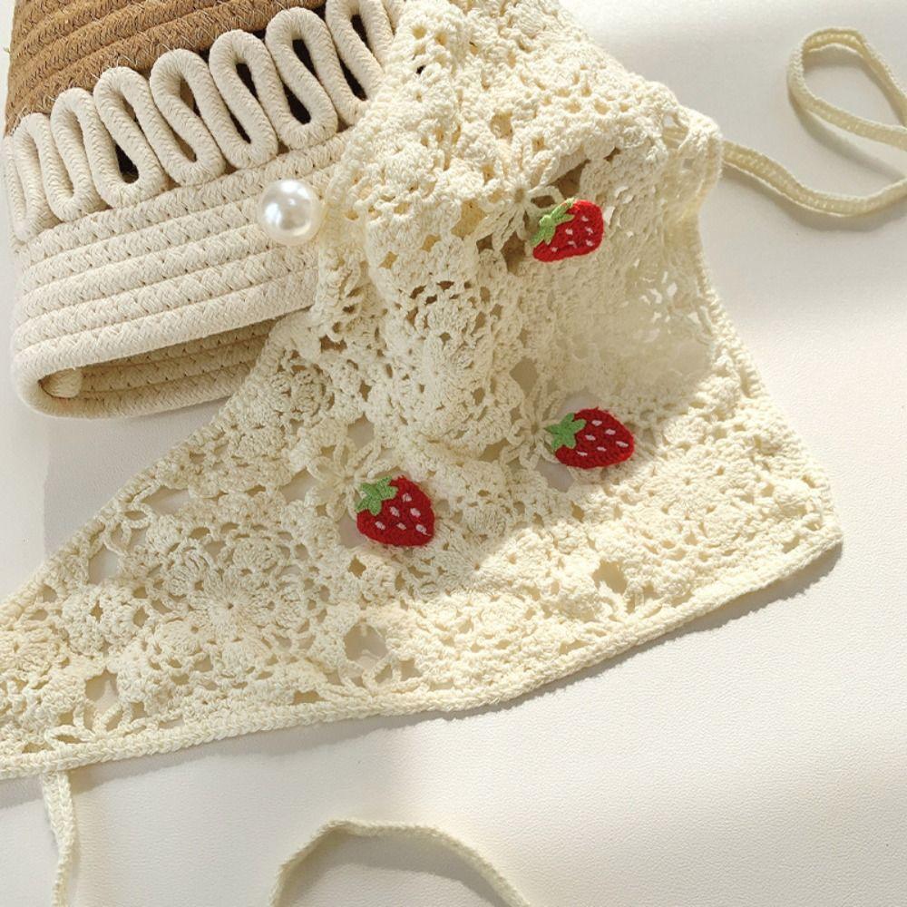 Cherry Floral Knitted Headband Sweet Bohemian Hair Band Cute Crochet Bandana  Girls