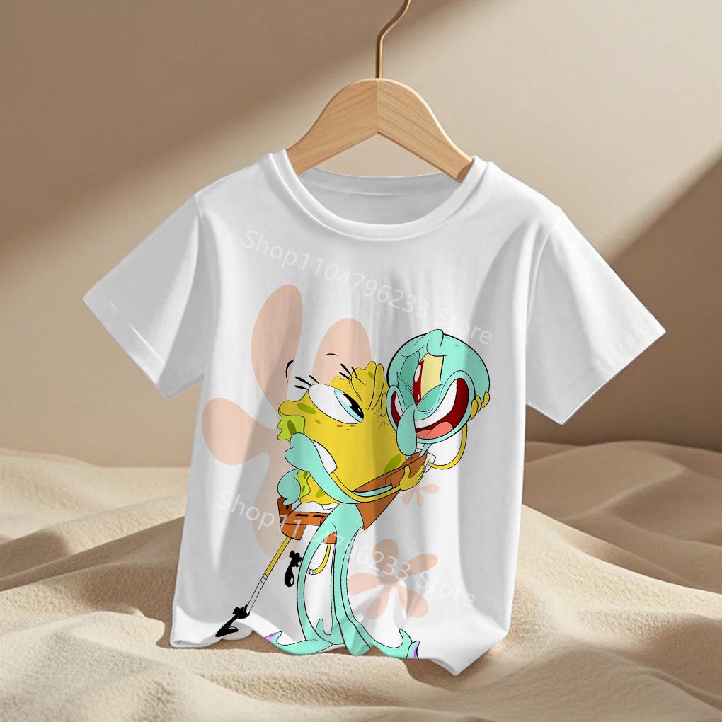 Fashion SpongeBob Kids Cartoon Anime Boys Girls Summer Fashion Casual Men's Women's Tshirts Children Adult Parent Child T Shirts