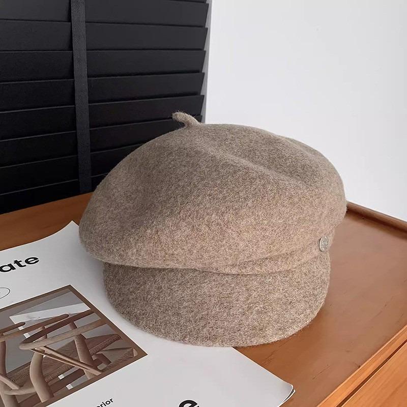 Wool octagonal hat women's autumn and winter feeling beret winter newsboy hat hat
