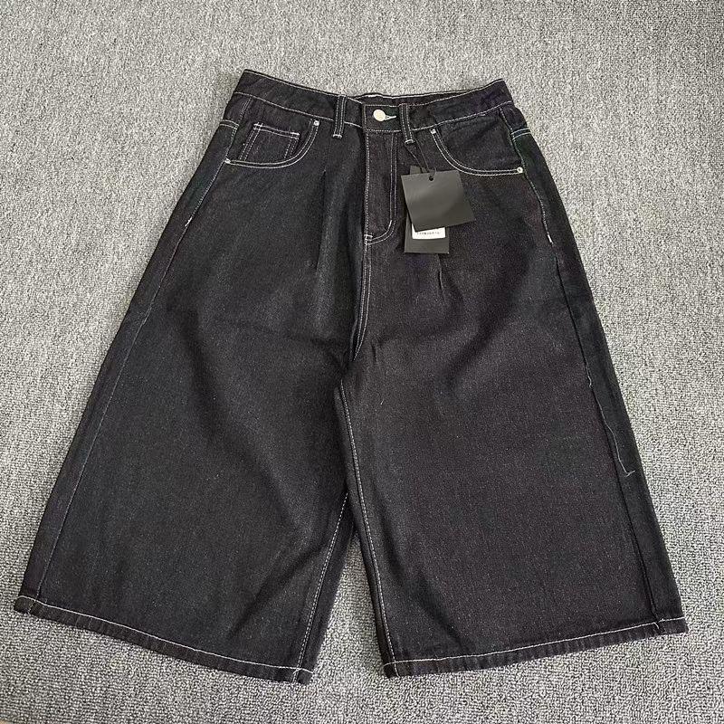 RogueWave Amerikanischer Cartoon Gedruckte Weitbeinige Denim Cropped Hose Locker Lässig Gerade Shorts