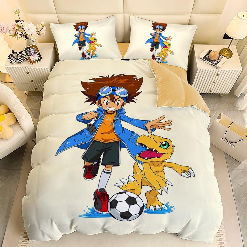 Gamer Digital-monsters Beding Set Digimon Soft with Soft Fabric Duvet Cover Plus Pilowcases Unfiled Single Double Bed Children Young Gift