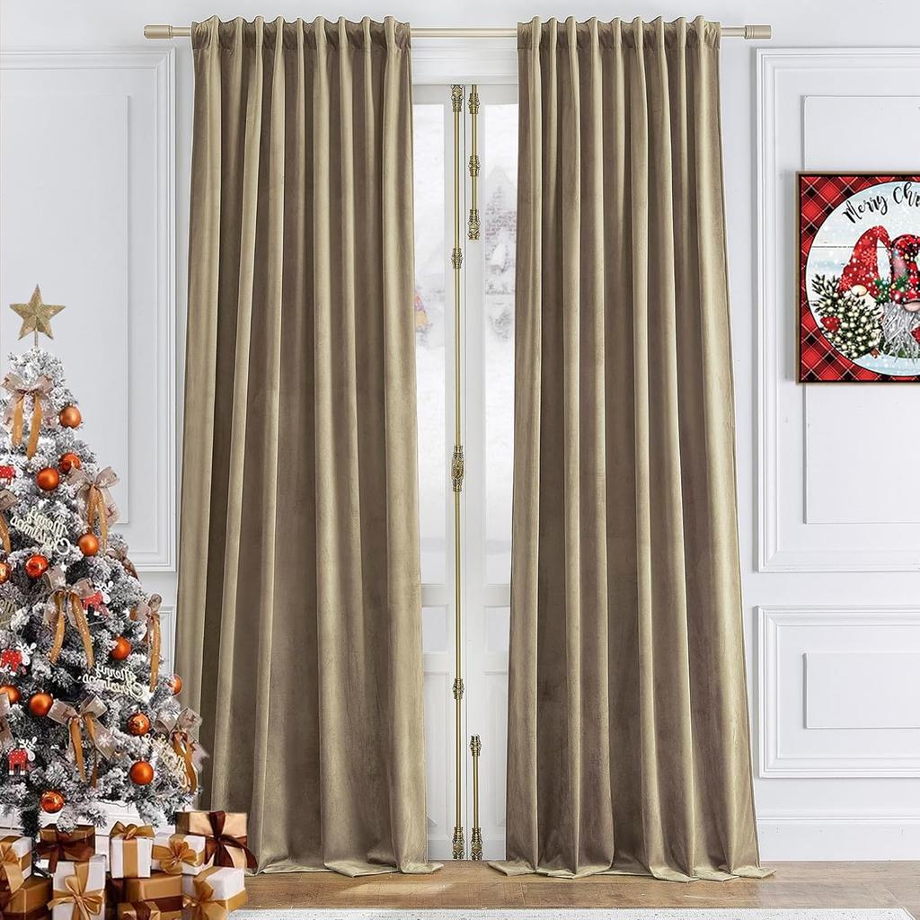 310cm Height 70 - 80 % Lightblocking Livingroom Space Windowpane Velvet Drapes Bedchamber Drapes DrapesSolidColorDrape