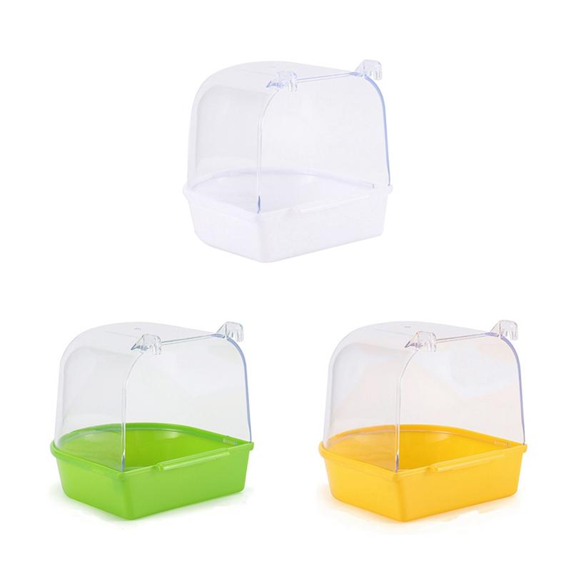 AEE2-Parrot Hanging Bathtub Easy To Install Canary Cage Accessories Pet Bird Bath Box Parrot Water Shower Bowl Bird Cage
