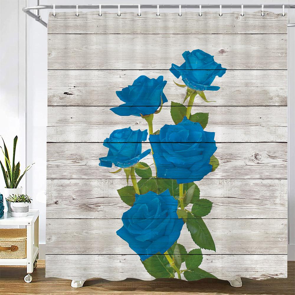 Red Rose Bath Curtain Waterproof Shower Curtains Polyester Flowers Romance Love Bath Screen Printed Curtain For Bathroom Decor
