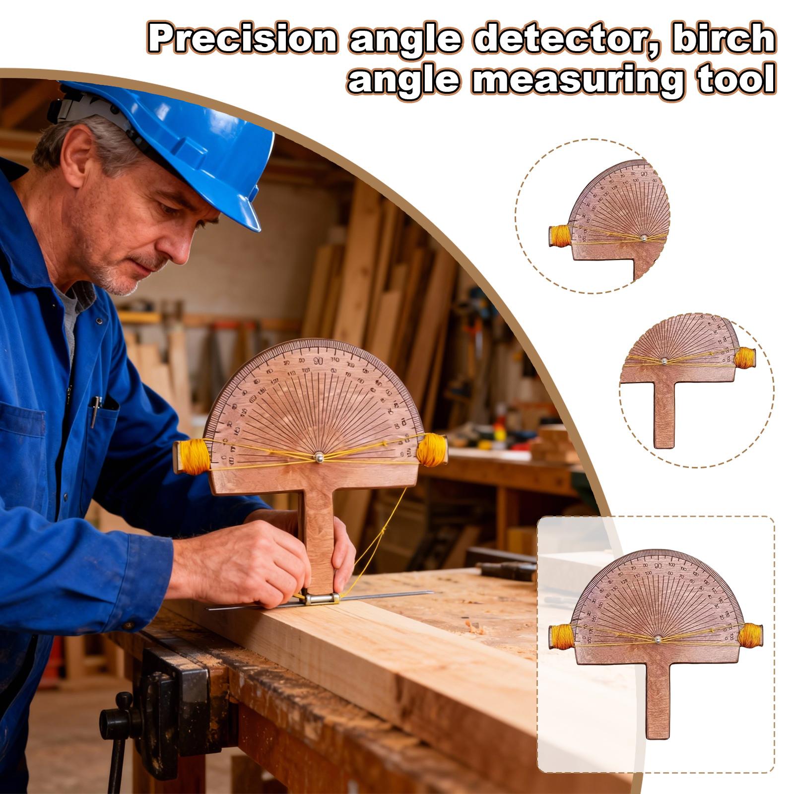 Precision Angle Detector Handmade Birch Wood Measuring Tool One Size