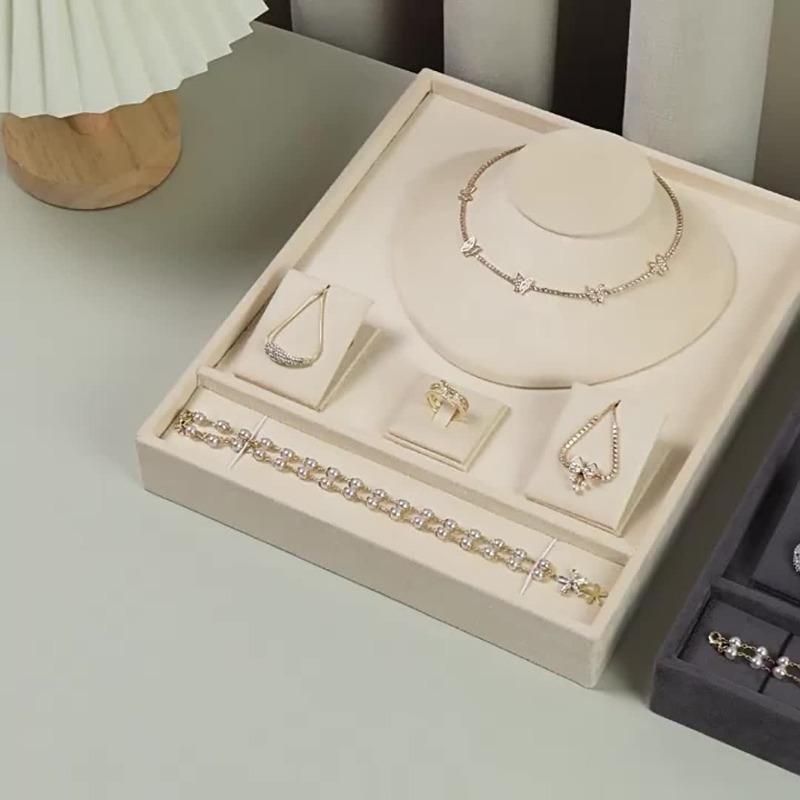 PGY Elegantes Schmuckset-Ausstellungsständer Multifunktionaler Schmuckhalter Organizer Halskette Ring Ohrring Kombinationsset Aufbewahrungsschale