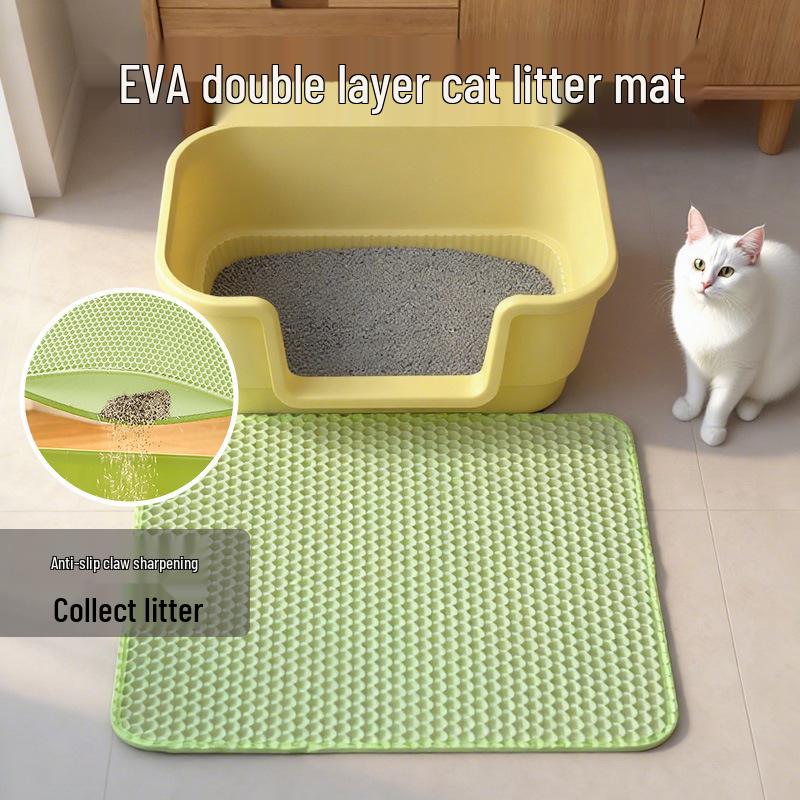 Double Layer Thickened EVA Cat Litter Mat - Washable, Anti-slip, Prevents Tracking, Sand Control. Custom Colors/Sizes