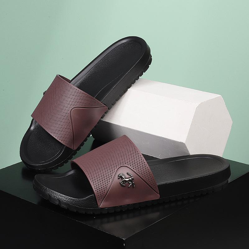 

One-word slippers men s summer 2025 non-slip stepping on shit feeling large size 49 size love beach Vietnamese sandals slippers 49 коричневый