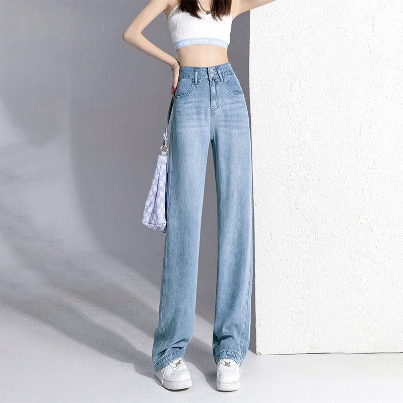 

Летние женские повседневные свободные прямые джинсы с тонкой высокой талией