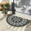Floral Doormat Absorbent Half Round Floor Mat Non-Slip Door Mat Decorative Entrance Rug for Living Room Bathroom Kitchen