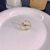 Korean Style 18K Gold Stainless Steel Adjustable Wave Ring for Women