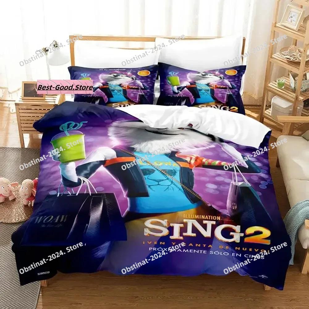 Nuovo Set Biancheria da Letto Sing 2 Singolo Gemello Matrimoniale Queen King Size Set Letto Adulto Bambino Camera da Letto Copripiumino Set Stampa 3D Kawaii Aniem