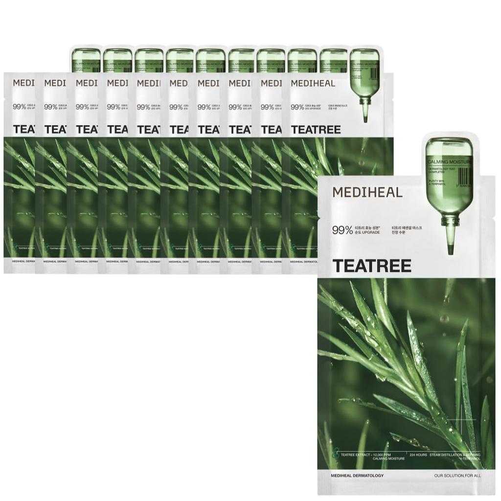 MEDIHEAL OFFICIAL Tea Tree Essential 10 mask for sensitive rich in moisturizing skin care Mask, Sheets, Korean-style skin, anti-irritation care,