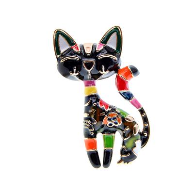 Neue Ankunft Nette Emaille Farbe Katze Brosche Unisex Frauen Und Männer Pin Tier Design Mode Schmuck 2 Farben