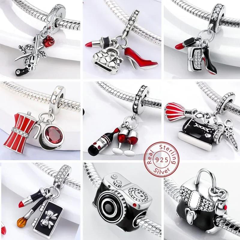 Red Cherry New Charms Bead Strawberry Love Heart Copper Charm Fit Original Bracelet Pendant Diy Jewelry For Women