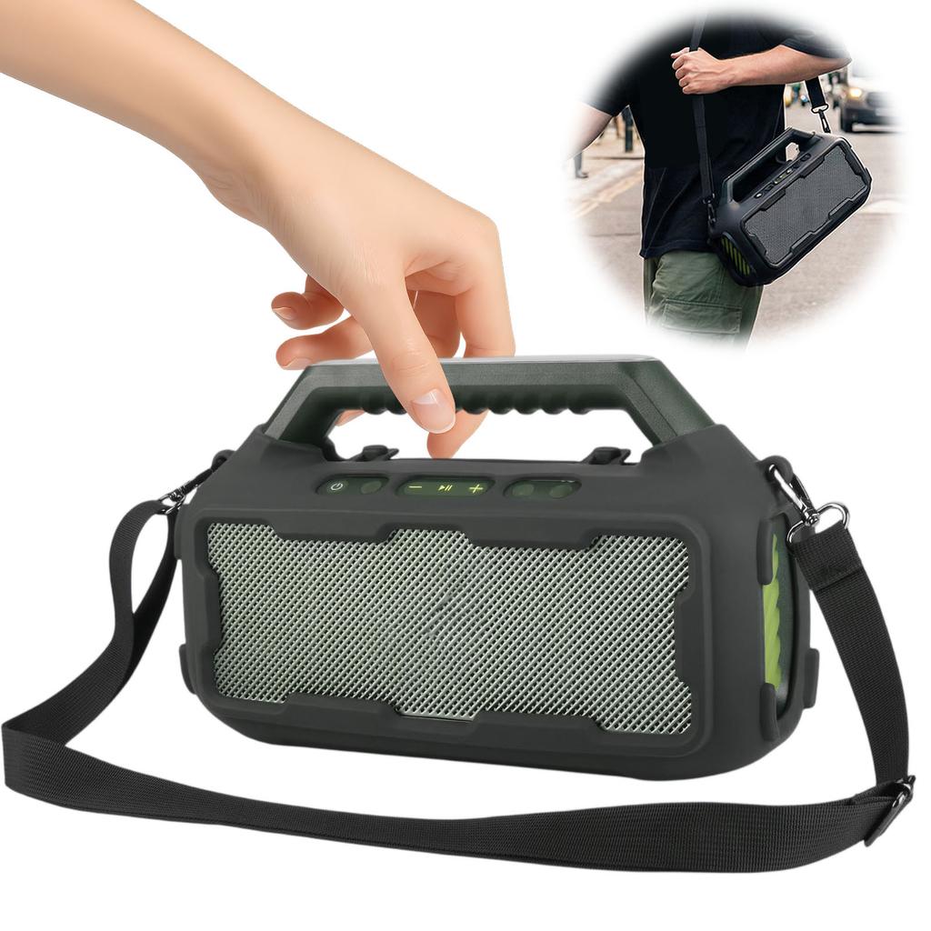 Silicone Protective Case for Soundcore Boom 2 with Adjustable Shoulder Strap Travel Speaker Pouch Anti-Slip & Scratch-Resistant