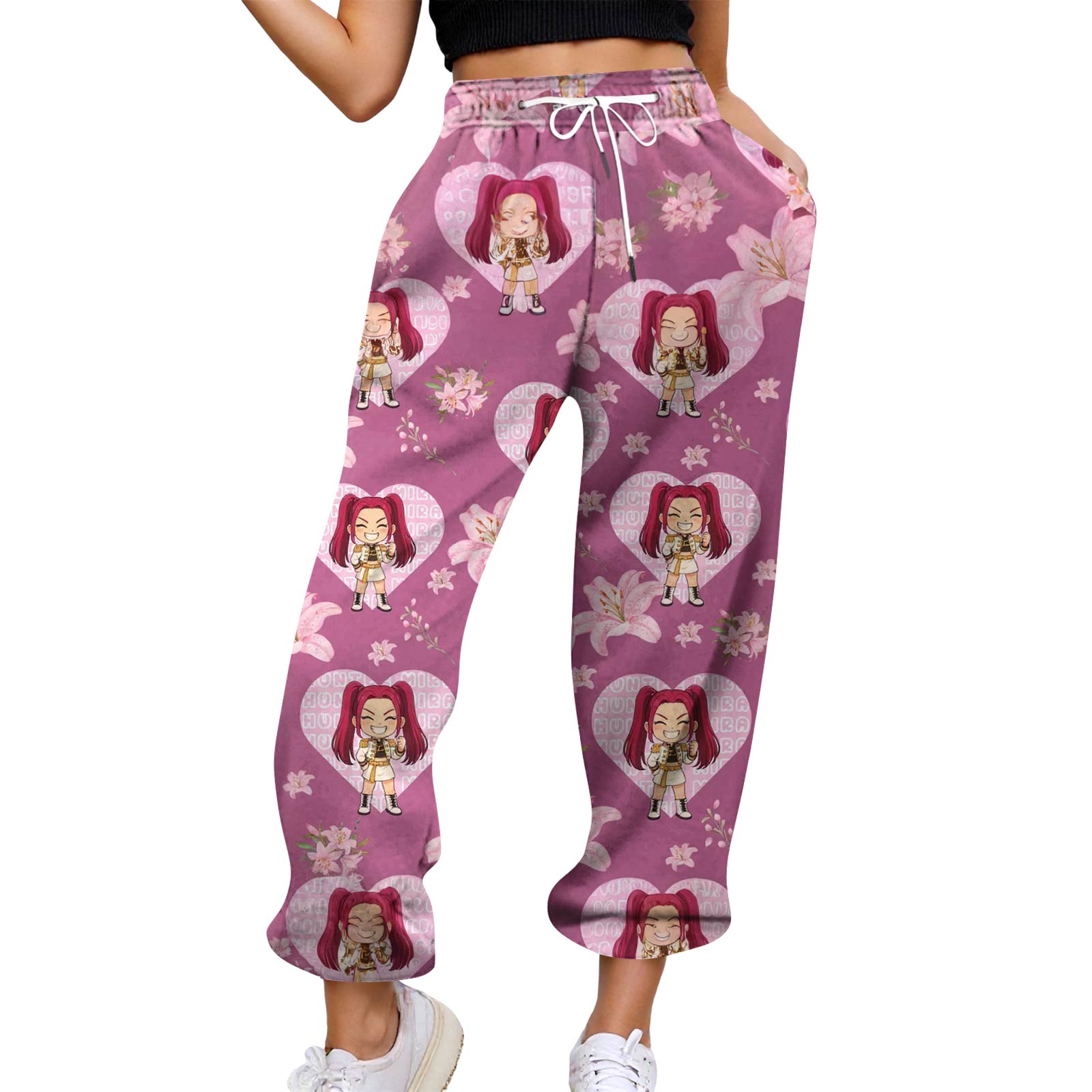 

Женские повседневные модные брюки с принтом и эластичной резинкой на талии M розовый