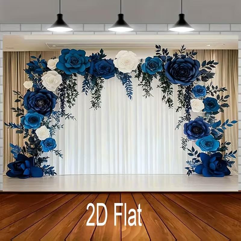 

2D Blue & White Rose Arch Backdrop for Cake Smash, Maternity & Couple Shoots 47.2x31.5inch/120*80cm