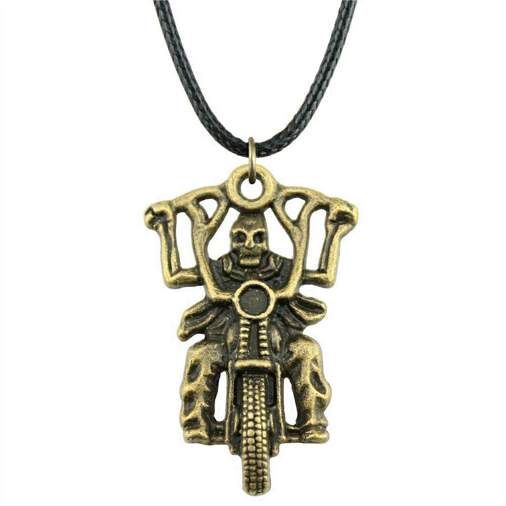 Enamel Pendant Necklace Gothic Halloween Day Jewelry Cow 45cm Leather Chain