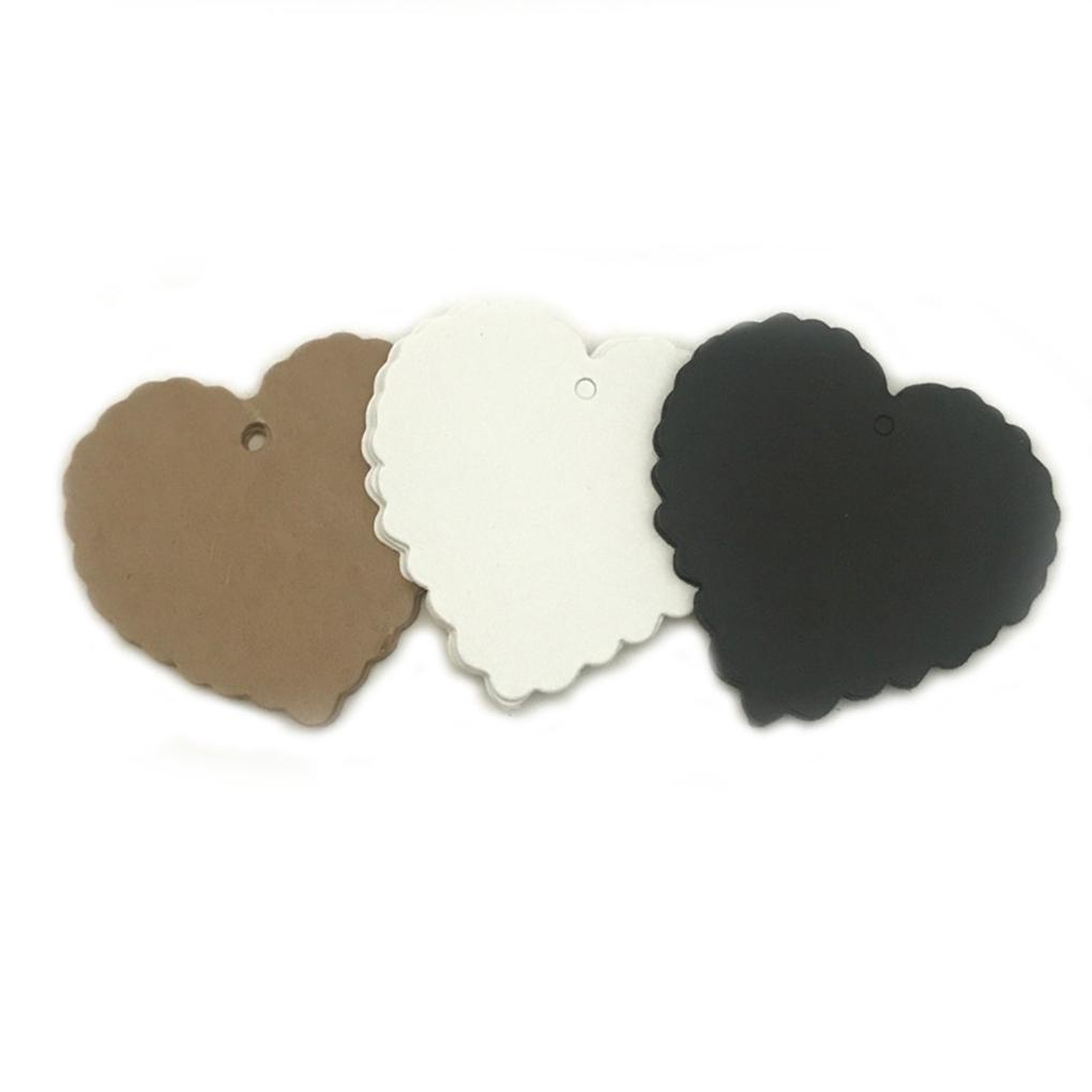 100pcs Kraft Paper Heart\-Shaped Solid Color Blank Label Jewelry Gift Postcard Home Wedding Party DIY Decoration Accessories