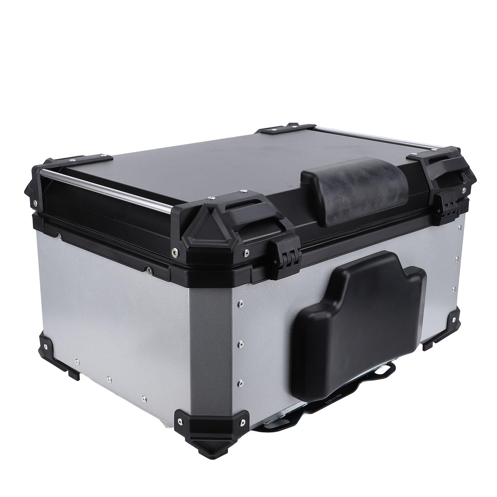 

65L Motorcycle Top Case with Security Lock Water Resistant Aluminum Alloy Reflective Sticker Top Box for Helmet Luggage