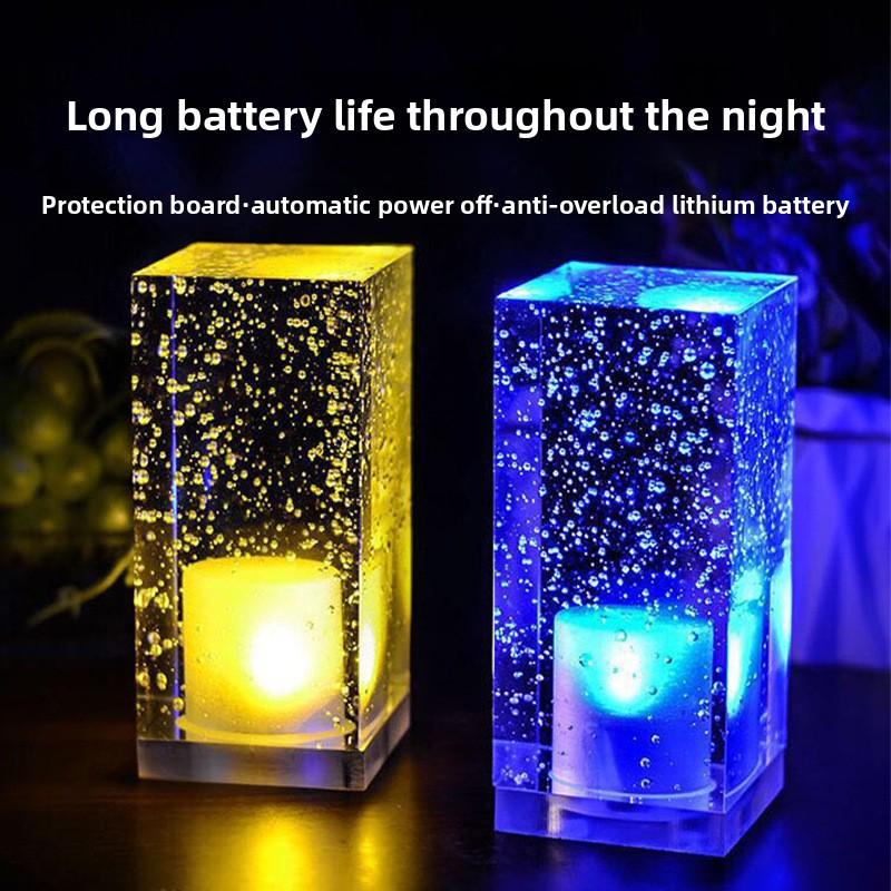 Bar Table Lamp Led Rechargeable Crystal Lamp Creative Personality Restaurant KTV Atmosphere Bedside Lamp Night Light Decorative Table Lamps