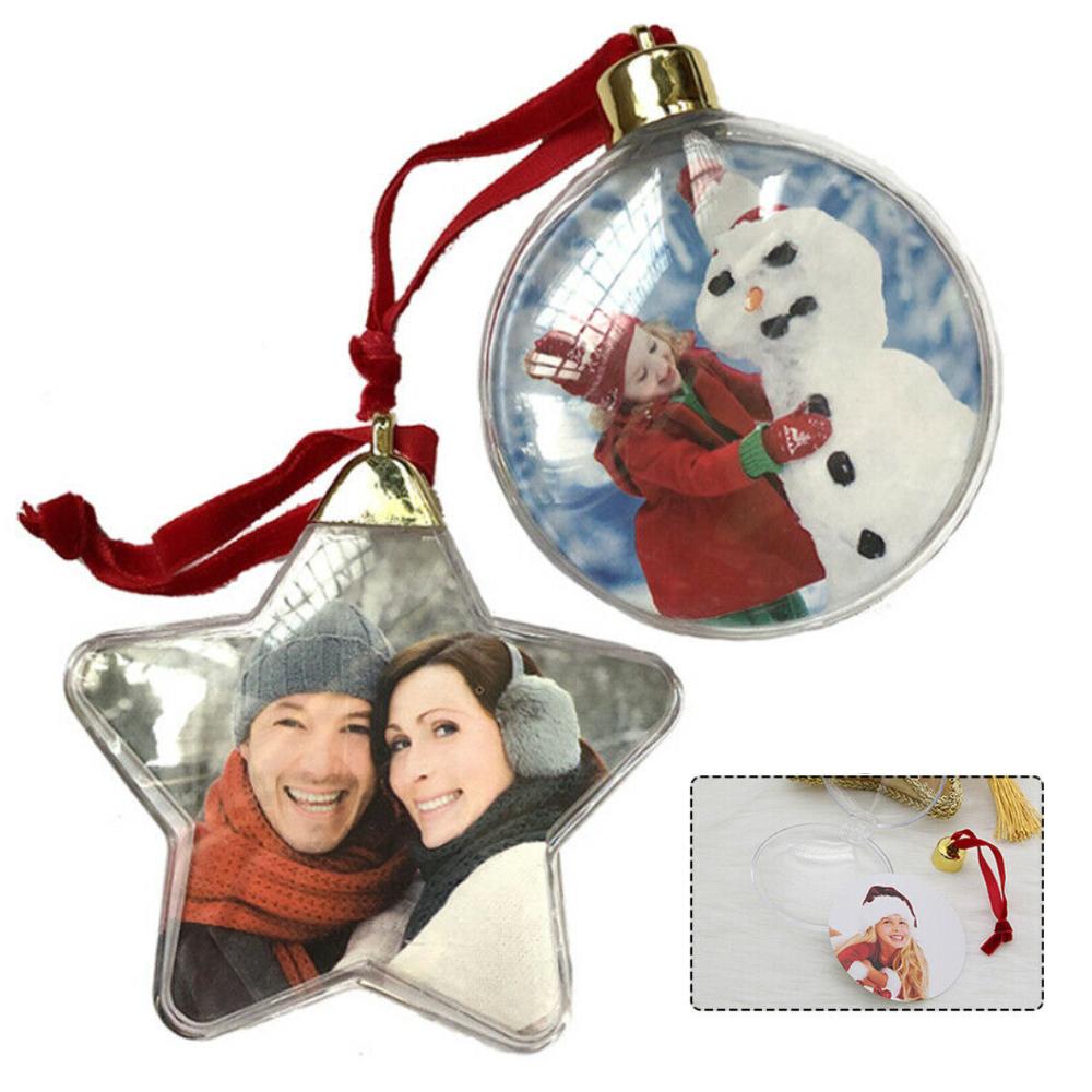 Christmas Photo Insert Baubles Ornaments Festive Personalised Gift Xmas Tree Hanging Decorations
