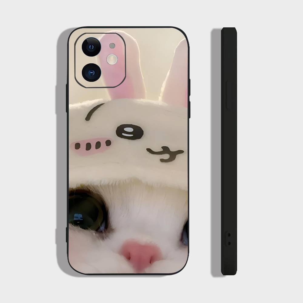 Cute Cat Phone Case For IPhone 17 Air 16 15 14 13 Pro Max 11 12 Black Silicone Cover
