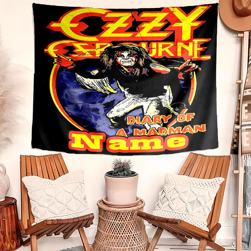 Personalized Rock Ozzy Osbourne Background Tapestry,Custom Name Birthday Party,Multifunctional Wall Decoration for Home Decor,Various Occasions