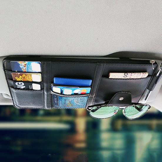 Visor Storage Pouch Multi-purpose Large Capacity Slim Fit Car Document Organizer Storage Pocket
