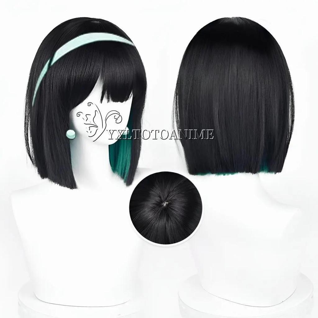 Anime Alien Stage Mizi Sua Cosplay Costume Wig Dark Blue Dress Pink Blue Long Hair Gloves Stockings Belt Set Uniform for Christm