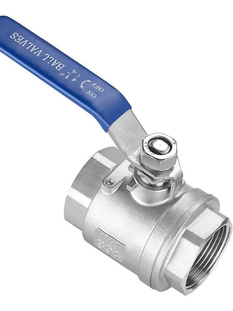 304 Edelstahl zweiteiliges Gewinde-Kugelhahn für Wasser, 1-Zoll oder 3/4-Zoll, verdicktes Innengewinde.