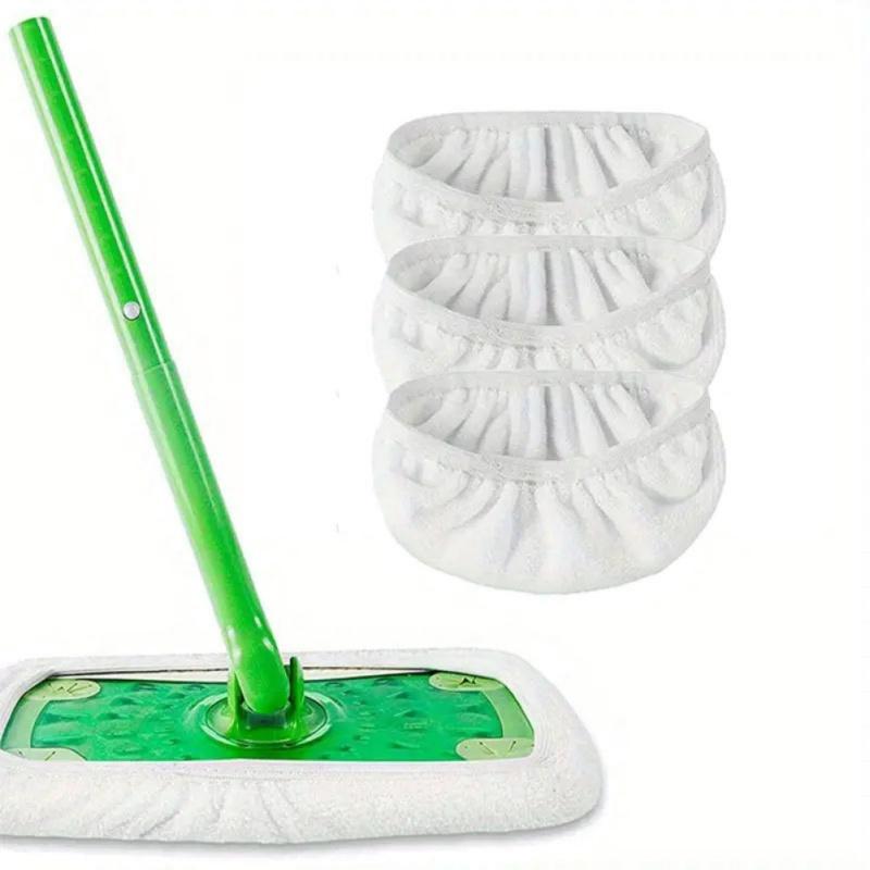 Grønne mikrofiber moppkluter med elastisk bånd - 3-pakning, vaskbare og gjenbrukbare for flatmopper