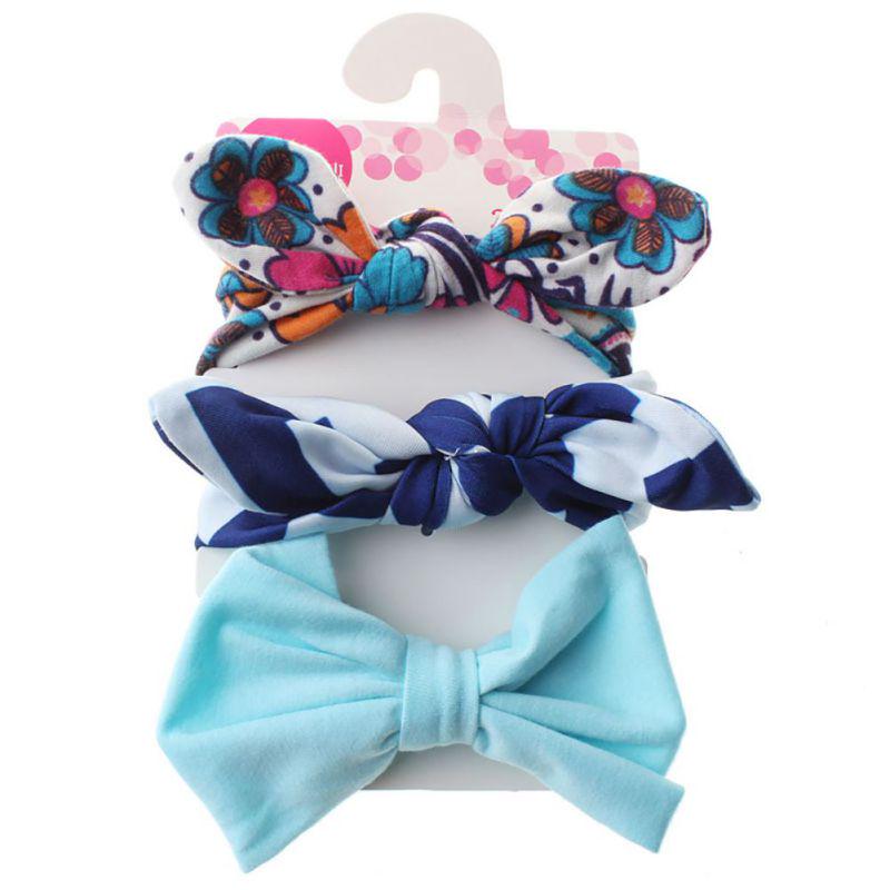 3Pcs/set Knot Rabbit Lovely Beautiful Sweet Headwear Kids Headband Girls Floral Bow Hairband