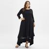 Lockeres übergroßes muslimisches Kleid in Übergröße für Damen, Sommer, O-Ausschnitt, lässiges Maxi-Langkleid, schwarze Damen-Tunika, unregelmäßige Kleider
