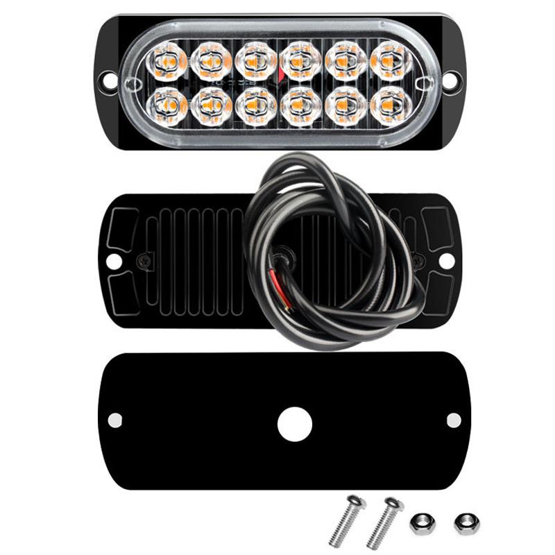 2Pcs 12LED Car Strobe Warning Light Grill Flashing Breakdown Emergency Lamp Car Truck Trailer Beacon Lamps LED Side Lights
