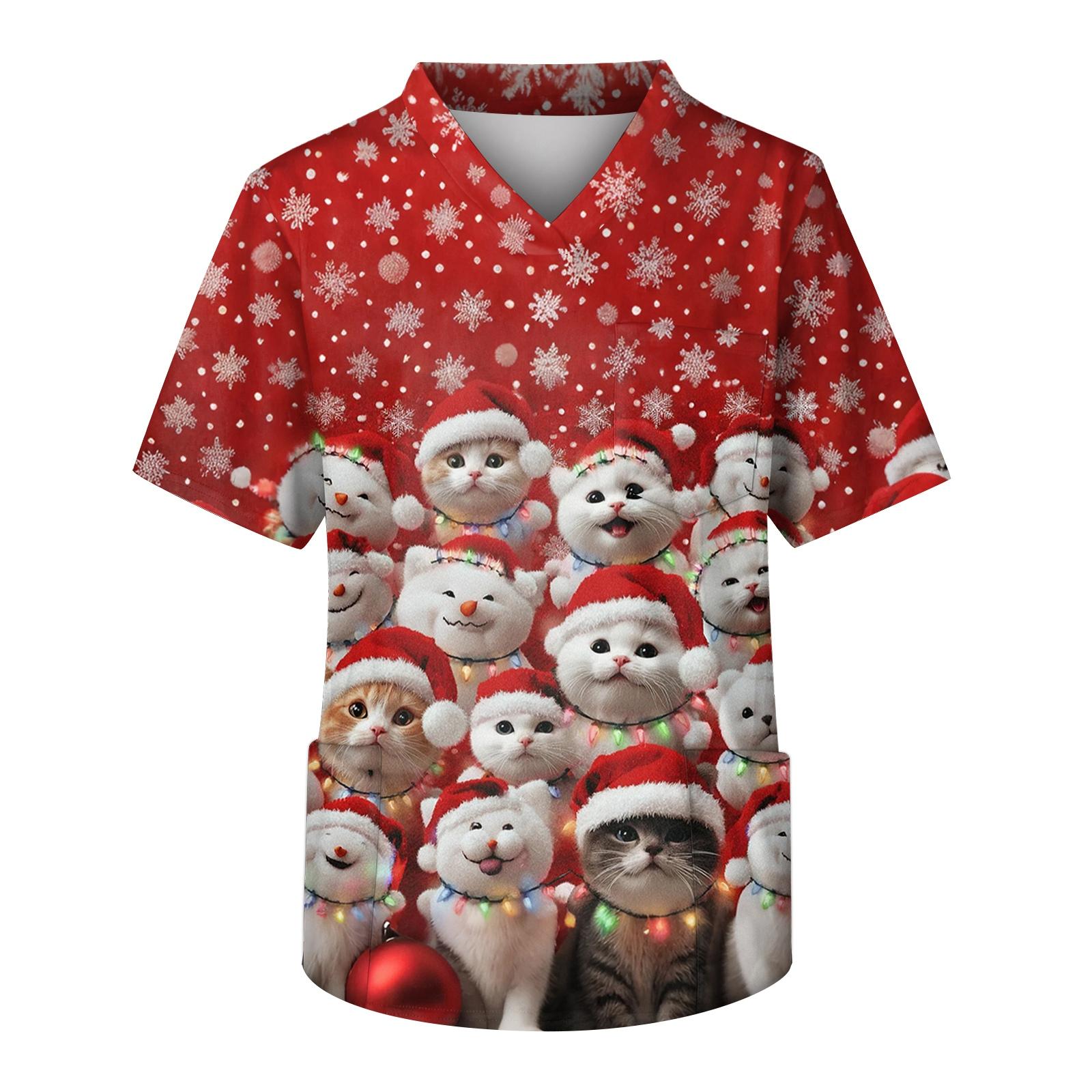 

Мужская рабочая блузка с короткими рукавами и v-образным вырезом с принтом, топ с нагрудным карманом XXXXXL красный