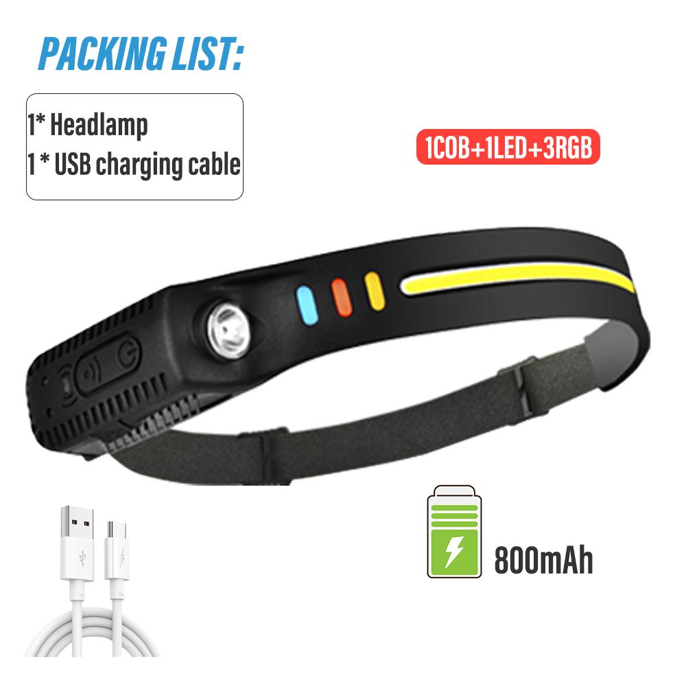 

Супер яркий COB+LED рыболовный налобный фонарь перезаряжаемый фонарик высокой мощности кемпинговый фонарь с интеллектуальным датчиком 3RGB бусины