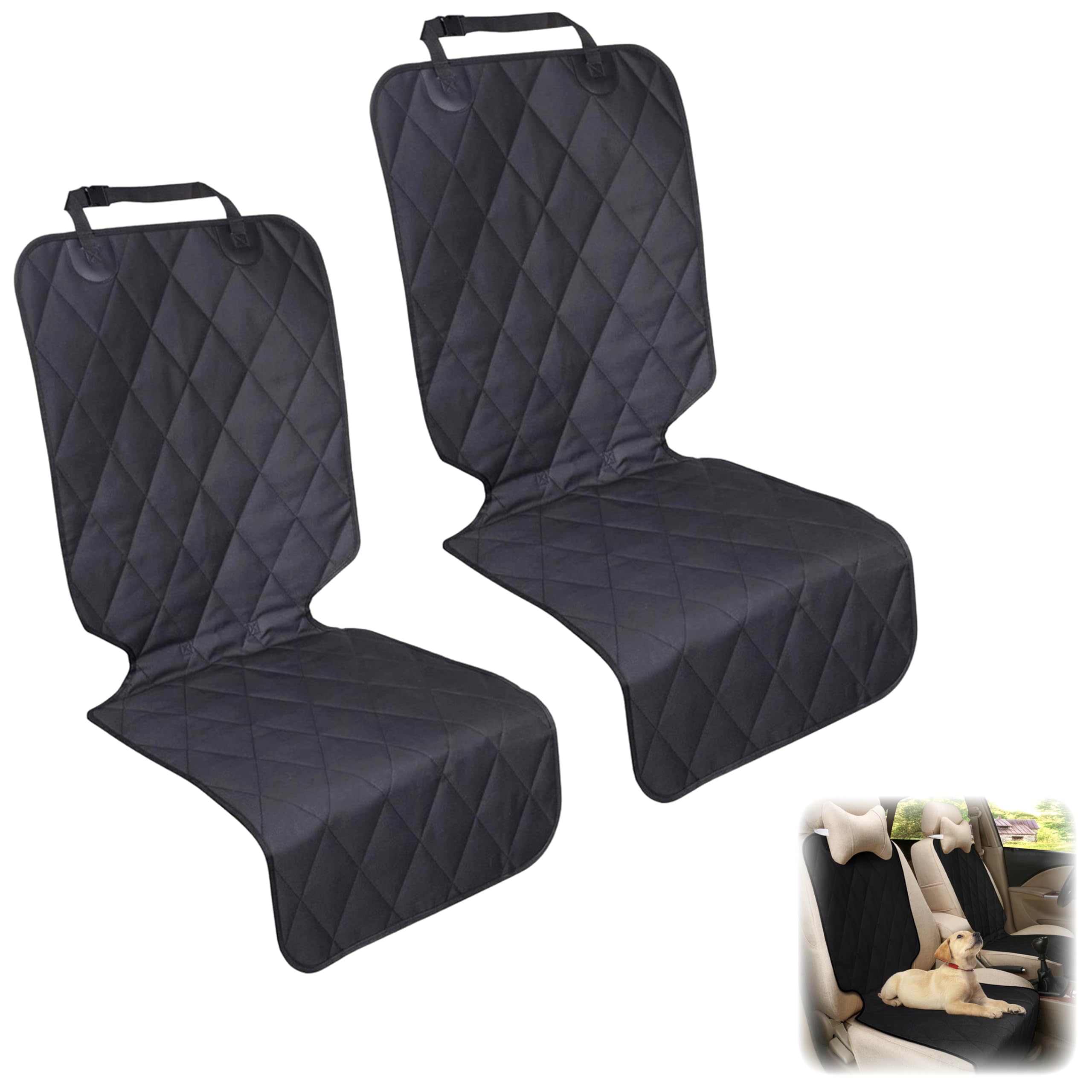 

akindou Автокресло с надежными пряжками для сидений водителя и пассажира, чехлов, водонепроницаемое, устойчивое к пятнам, противоскользящее, (Набор 2) чёрный