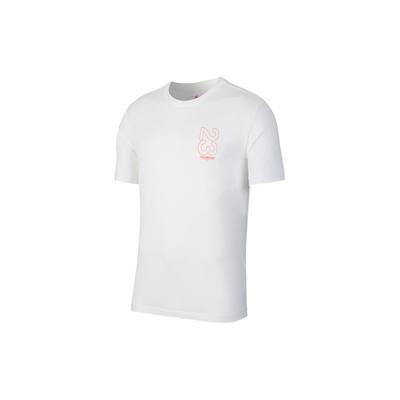 23 Engineered T-shirt męski z nadrukiem na całej powierzchni, z okrągłym dekoltem, biały CJ6233-100